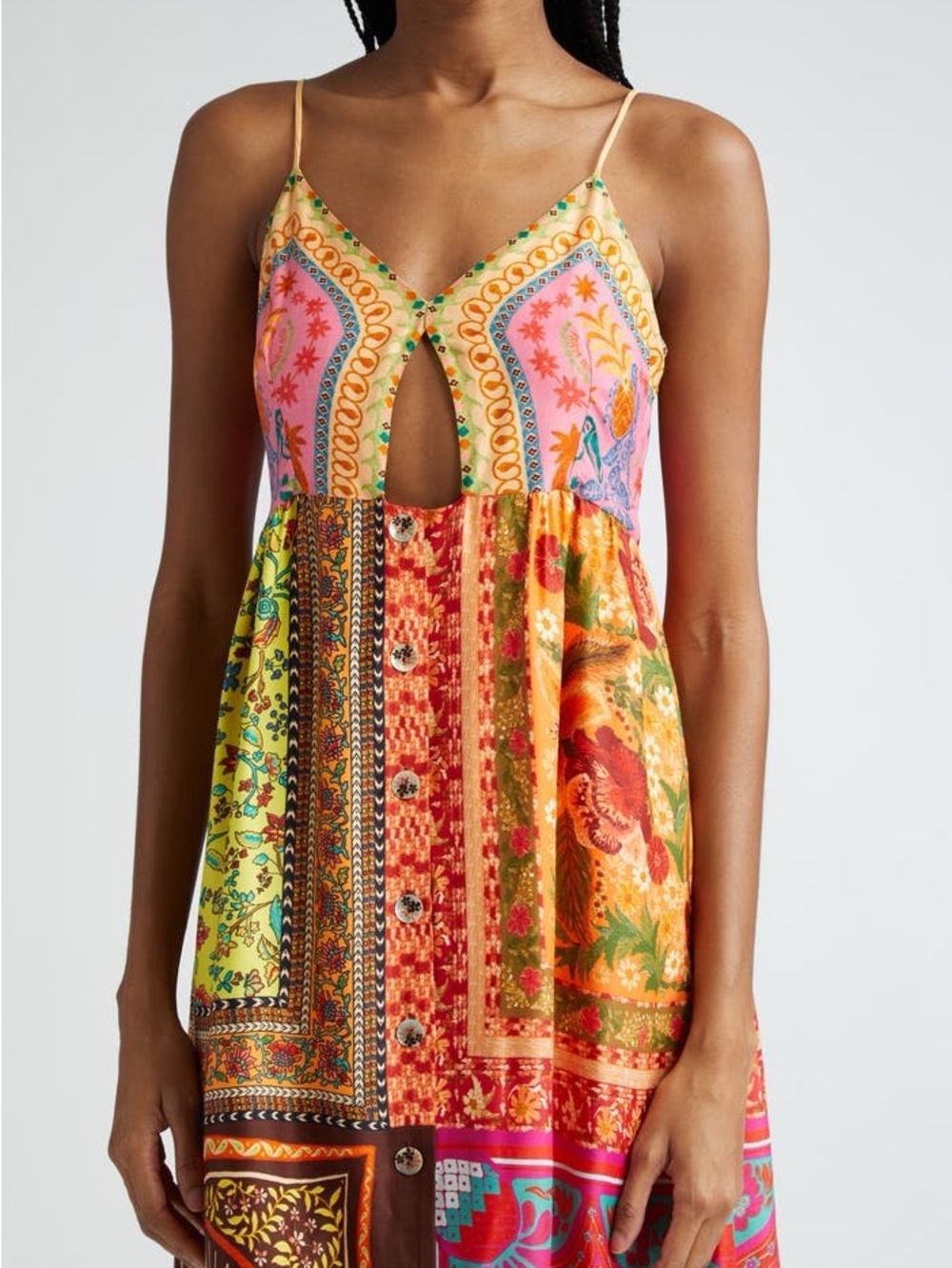 Mixed Scarves Cutout Sundress FARM Rio in size M - Picture 5 of 9